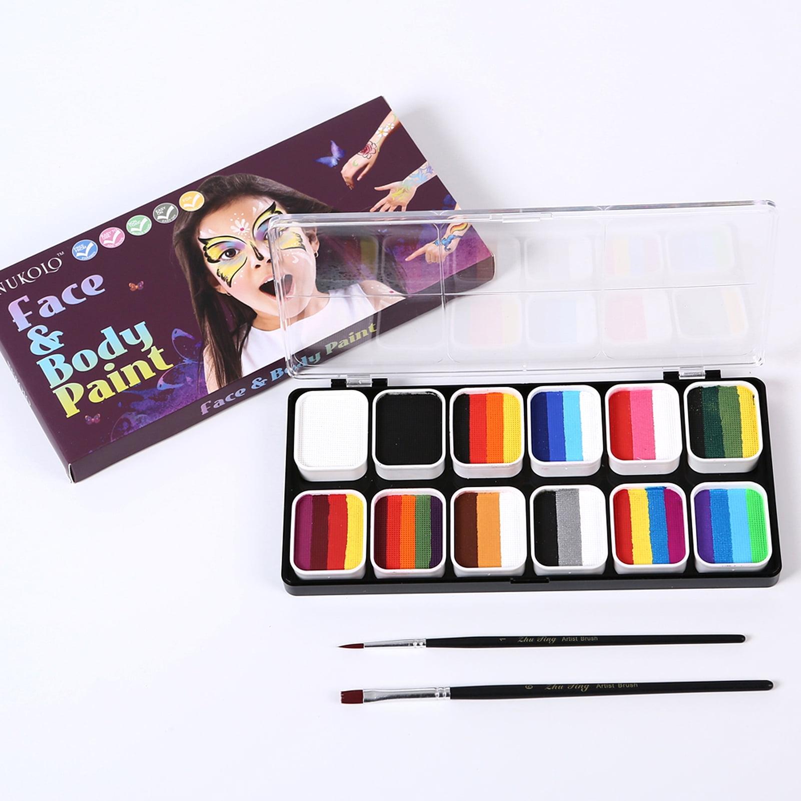 Htovila Face Paint Kit Activated Colors Set Professional Split Cakes