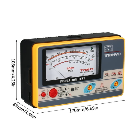 Htovila Insulation Resistance Meter Digital Ohmmeter Handheld Insulation Tester Megameter 0-1000M 500V High Accuracy Megohmmeter Insulation Measurement Instrument