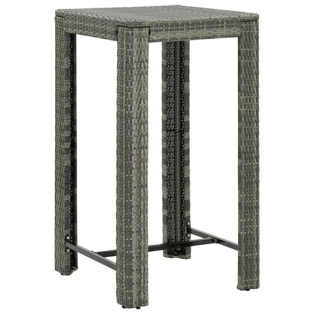 Htovila Patio Bar Table Gray 23.8"x23.8"x43.5" Poly Rattan