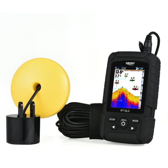 Htovila Portable Fish Finder Handheld Wired Fish Depth Finder Sonar Transducer for Boat Kayak Fishing