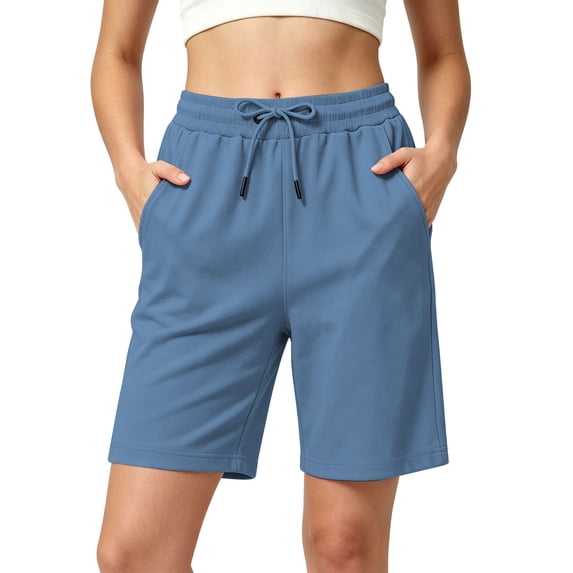 Htrmlpk Athletic Running Shorts for Women's Elastic Waist Straight-Leg Shorts Drawstring Outdoor Work Shorts Jogging Walkshort Pocket