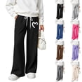 thumbnail image 1 of Htrmlpk Girls Sweatpants Drawstring Baggy Straight Leg Jogging Pants Athletic Slacks Workout Running Joggers Trousers with Pockets, 1 of 7