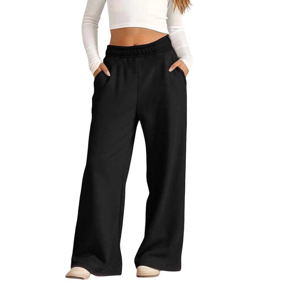 Htrmlpk Girls Sweatpants Elastic Waist Baggy Wide Leg Jogging Pants Athletic Slacks Workout Running Joggers Trousers with Pockets