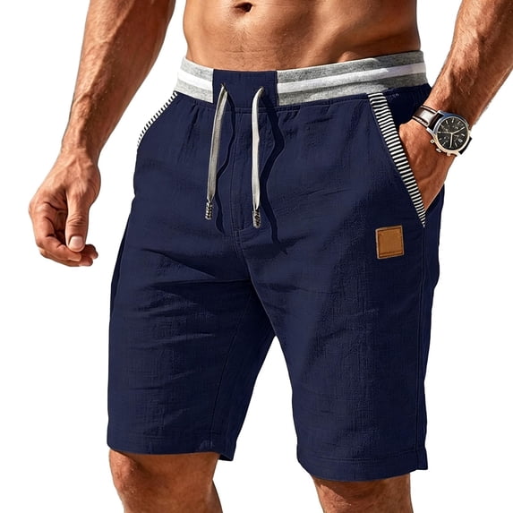 Htrmlpk Men Plus Size Straight Wide-Leg Shorts Elastic Waist Summer Beach Shorts Drawstring Athletic Workout Running Shorts with Pocket