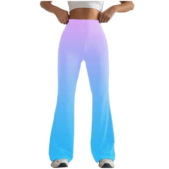 Htrmlpk Women Flared Yoga Pants Elastic Waist Full Length Running Pants Athletic Workout Jogging Tight Trousers