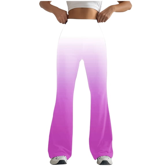 Htrmlpk Women Flared Yoga Pants Elastic Waist Full Length Running Pants Athletic Workout Jogging Tight Trousers