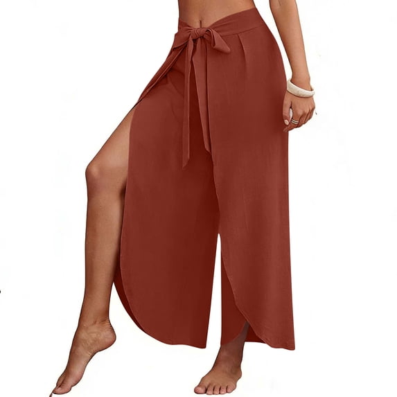 Htrmlpk Women Plus Size Wide-Leg Pants Elastic Waist Summer Athletic Workout Trousers Full Length Active Pants