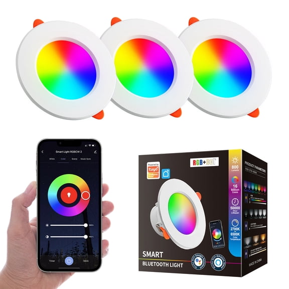Htwon 1-4PCS 4-inch Smart LED Recessed Lights - RGBCW Color Changing Ceiling Lights
