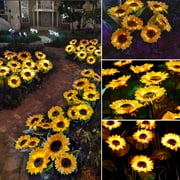 Htwon 1-8 Pack LED Solar Sunflower Lights Outdoor Garden Stake Landscape Decor Lamp