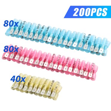 220-Piece Heat Shrink Male & Female Quick Disconnect Wire Connectors – Spade Terminals, 10 AWG