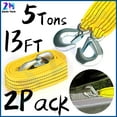 thumbnail image 1 of Htwon 2Pack 13FT 5Tons Car Heavy Duty Tow Strap W/ Hooks Emergency Rope Cable Towing, 1 of 11