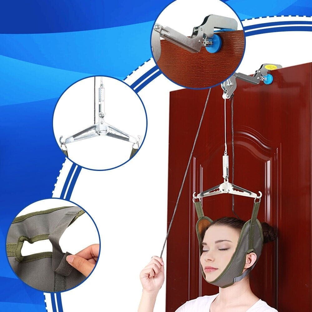 Htwon Chiropractic Neck Traction Stretcher Head Brace Pain Relief Device Home OverDoor