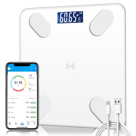 Htwon Digital Scale Highly Accurate Body Weight empered Glass Scale, White
