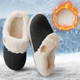 thumbnail image 1 of Htwon Fuzzy Slippers Memory Foam Slippers Slip On Indoor House Slippers Warm Shoes, 1 of 36