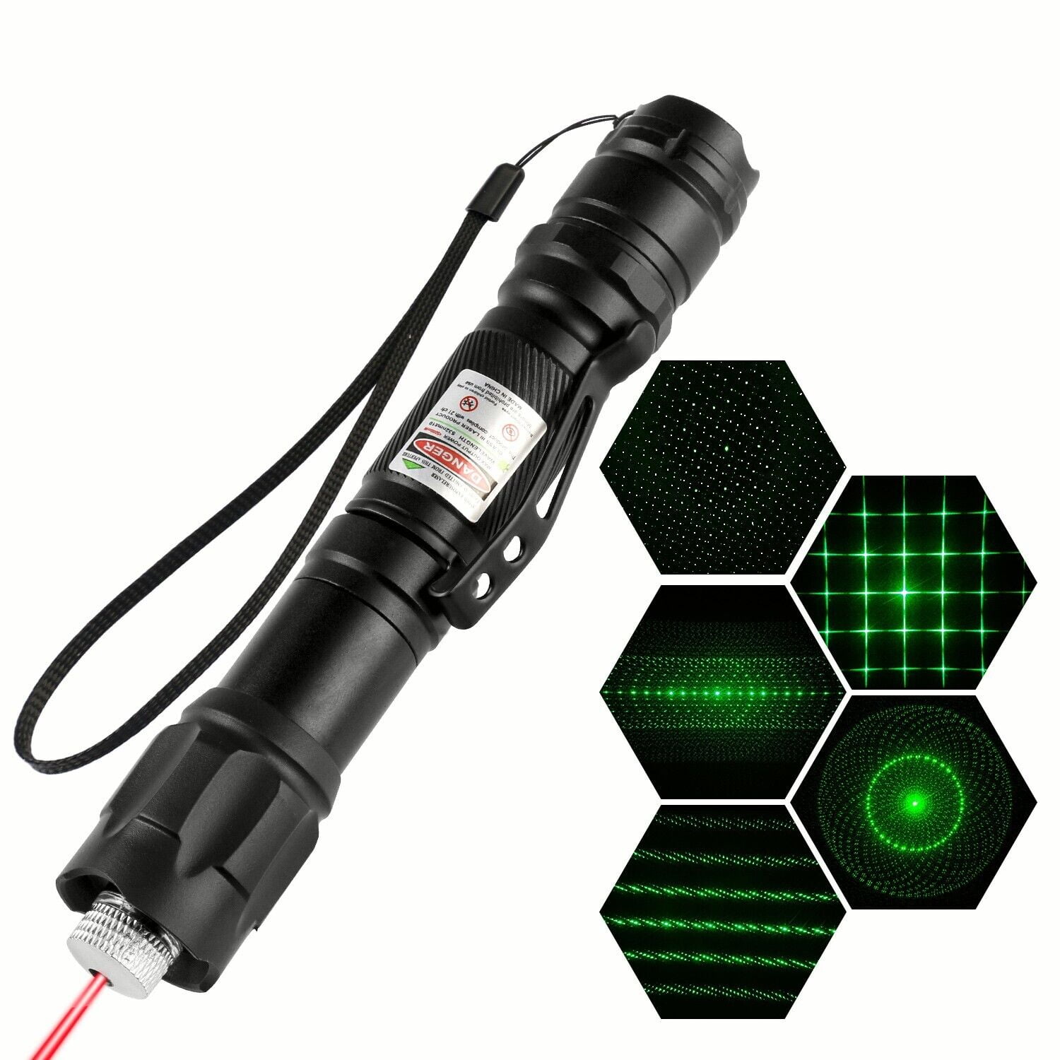 5-en-1 5000mW 532nm faisceau laser vert clair stylo Kit noir - FR -  Laserpointerpro
