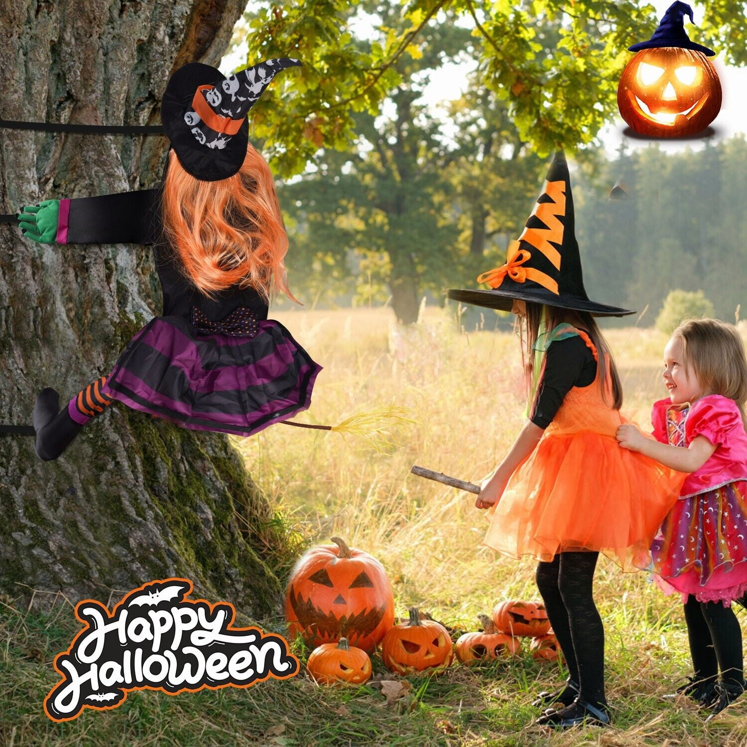 Htwon Halloween Crashing Witch Outdoor Decor TreeHugging Witch