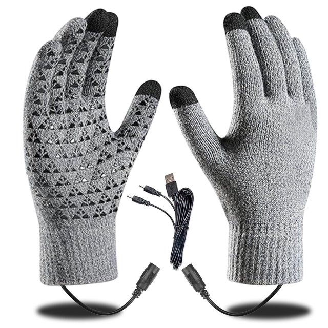 Htwon Heated Gloves USB Electric Rechargeable Touch Screen Knitted