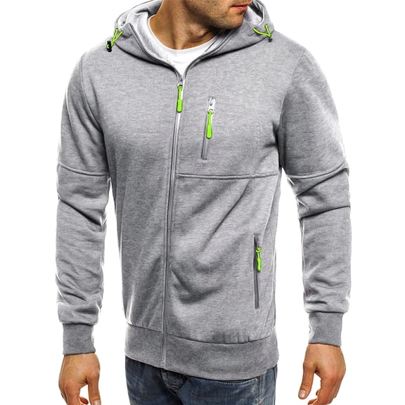 Htwon Hoodies for Men Mens Plain Hoodie Hooded Zip Up Jacket Men's Sports Hoodies for Men