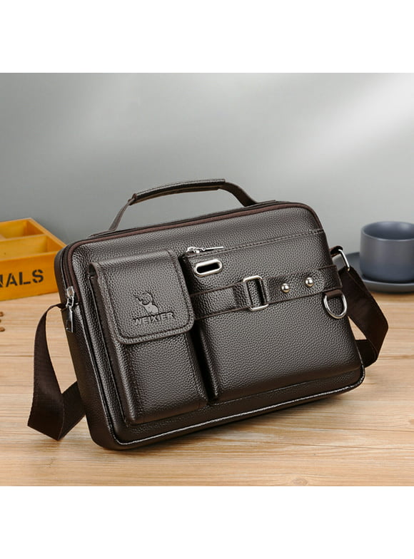 Htwon Men's Business Handbag PU Leather Crossbody Bag Briefcase Shoulder Messenger Bag