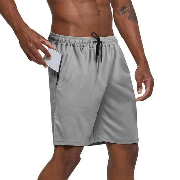Htwon Men's Gym Workout Shorts Quick Dry Bodybuilding Pants Training Running Jogger,with Zipper Pockets