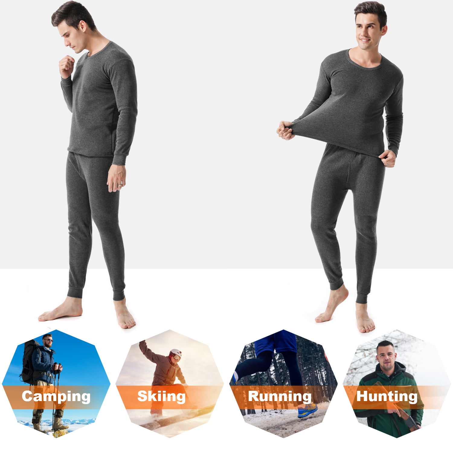 Htwon Men's Thermal Underwear Set Ultra Soft Microfiber Thermal