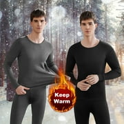 Htwon Men's Thermal Underwear Set Ultra Soft Microfiber Thermal Underwear for Men Set Long Johns Sets (Black, XL)