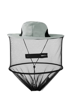 Mosquito Head Net Sun Hat Bug Bee Protection Mesh Fishing Outdoor Men Women Cap Gray