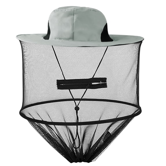Htwon Mosquito Head Net Sun Hat Bug Bee Protection Mesh Fishing Outdoor Men Women Cap Gray
