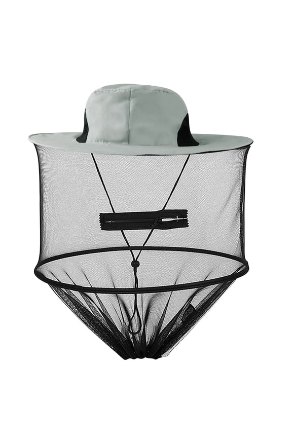 Mosquito Head Net Sun Hat Bug Bee Protection Mesh Fishing Outdoor Men Women Cap Gray