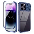 thumbnail image 1 of Htwon Slide Camera Lens Cover Protective Case for iPhone 14 Pro Magnetic Case with Built-in Screen Protector Shockproof Full Body Protective Cover, Blue, 1 of 12