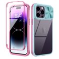 thumbnail image 1 of Htwon Slide Camera Lens Cover Protective Case for iPhone 14 Pro Magnetic Case with Built-in Screen Protector Shockproof Full Body Protective Cover, Pink, 1 of 12