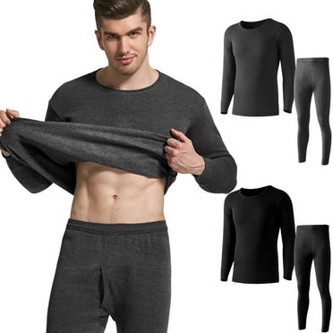 Htwon Thermal Underwear for Men Set Ultra Soft Microfiber Thermal Long Johns Sets with Fleece Lined (Gray, XL)