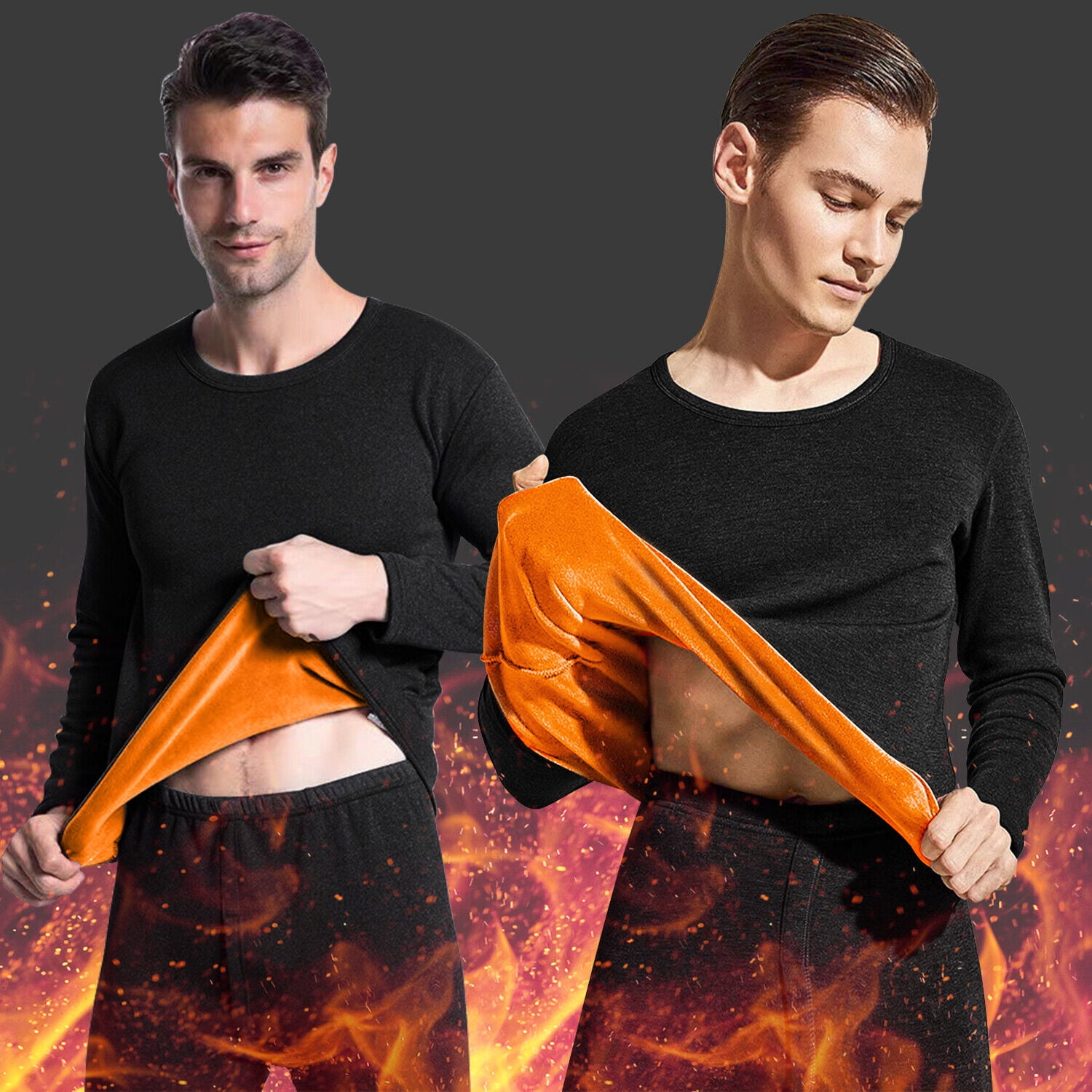 Htwon Thermal Underwear for Mens Set Long John Underwear Long Sleeve