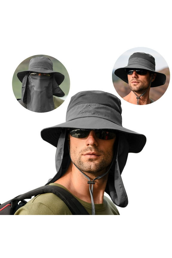 Unisex Sun Bucket Hat Neck Flap Cover,Wide Brim Fishing Safari Cap UV Protection