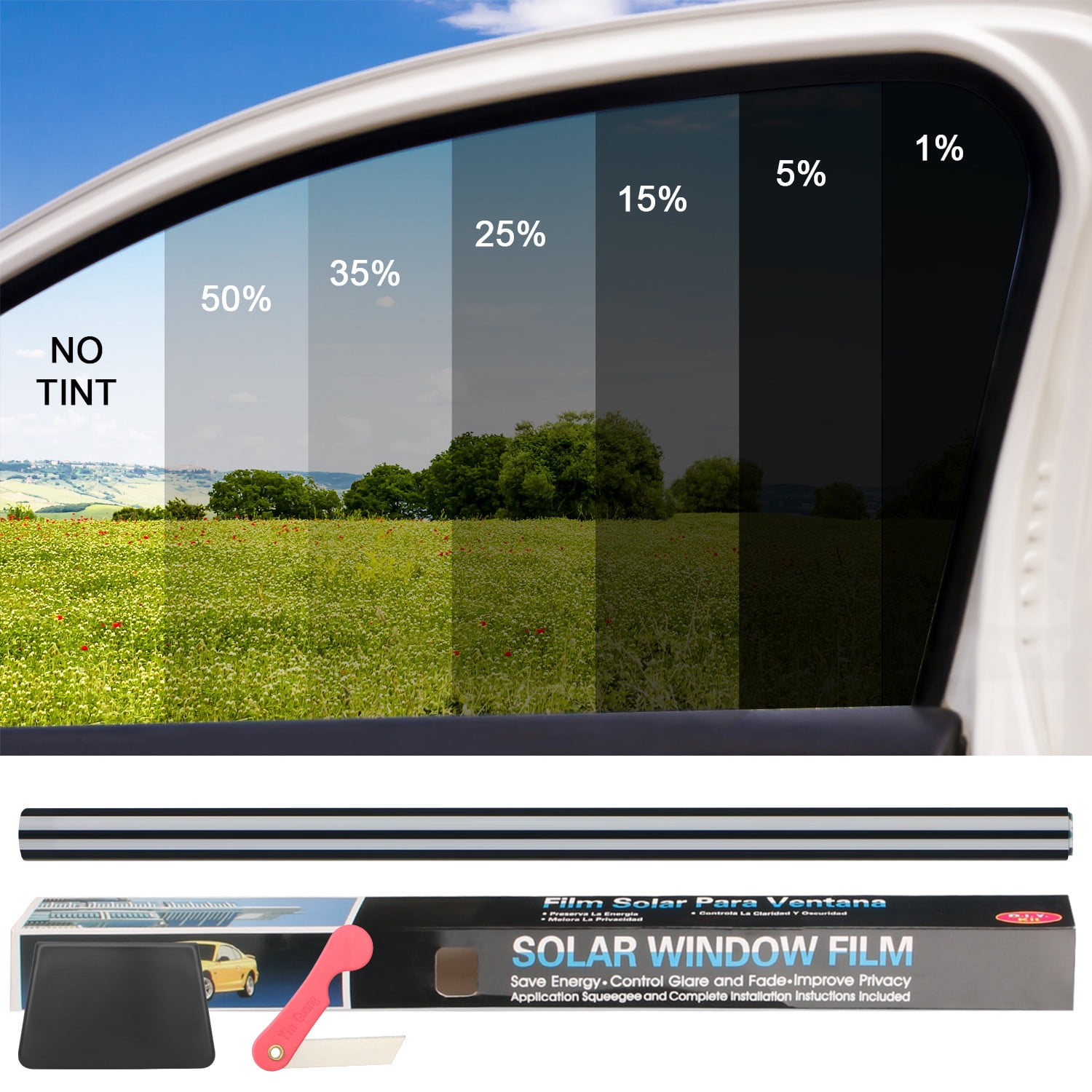 Htwon VLT Uncut Window Roll Tint Film Decals Front Interior for Car Office  Commercial, 25% 