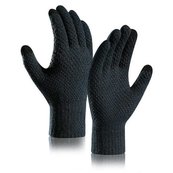 Htwon Winter Gloves Men Touchscreen Winter Work Gloves Warm Wool Fleece Texting Gloves Soft Lining Elastic Cuff Glove (Navy Blue)