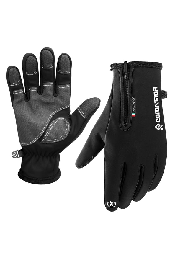 Winter Work Gloves Fleece Lined Warm Touch Screen Driving Gloves with Zipper Black XL
