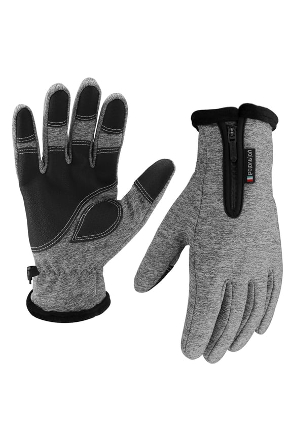 Winter Work Gloves Fleece Lined Warm Touch Screen Driving Gloves with Zipper Gray XL