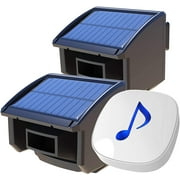 HTZSAFE Solar Wireless Driveway Alarm System Battery Operated Security Alarm with 2 Sensors Count