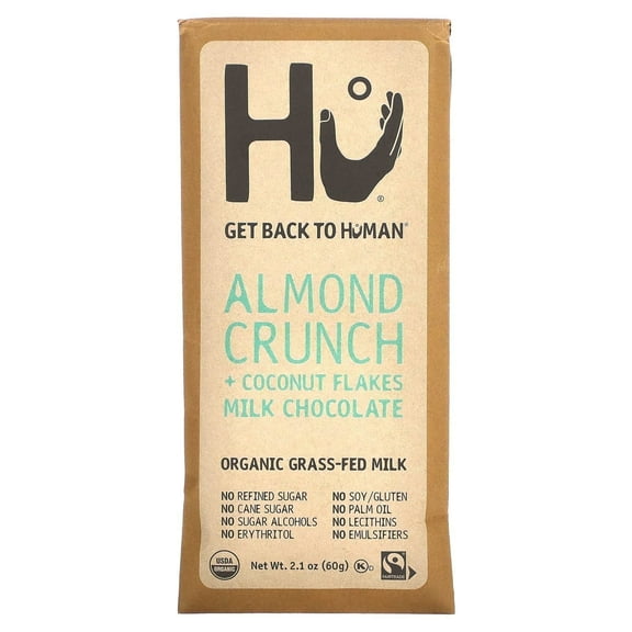 Hu, Almond Crunch + Coconut Flakes, Milk Chocolate, 2.1 oz (60 g) Pack of 2