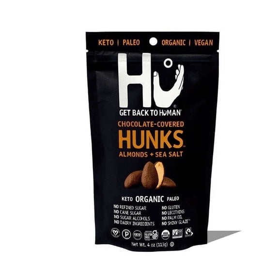 Hu, Chocolate Covered Hunks, Almonds + Sea Salt, 4 oz Pack of 3