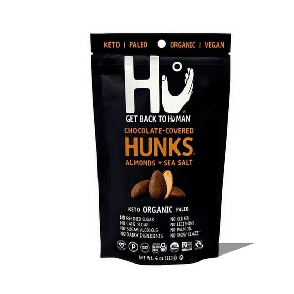 Hu, Chocolate Covered Hunks, Almonds + Sea Salt, 4 oz Pack of 4