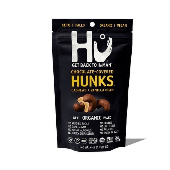 Hu Kitchen Chocolate-Covered Hunks, Cashews, Vanilla Bean, Pack of 2, 4 oz