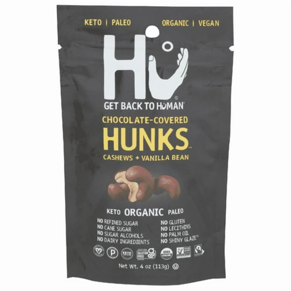 Hu Organic Cashews & Vanilla Bean Chocolate-Covered Hunks 4 oz - Pack of 3