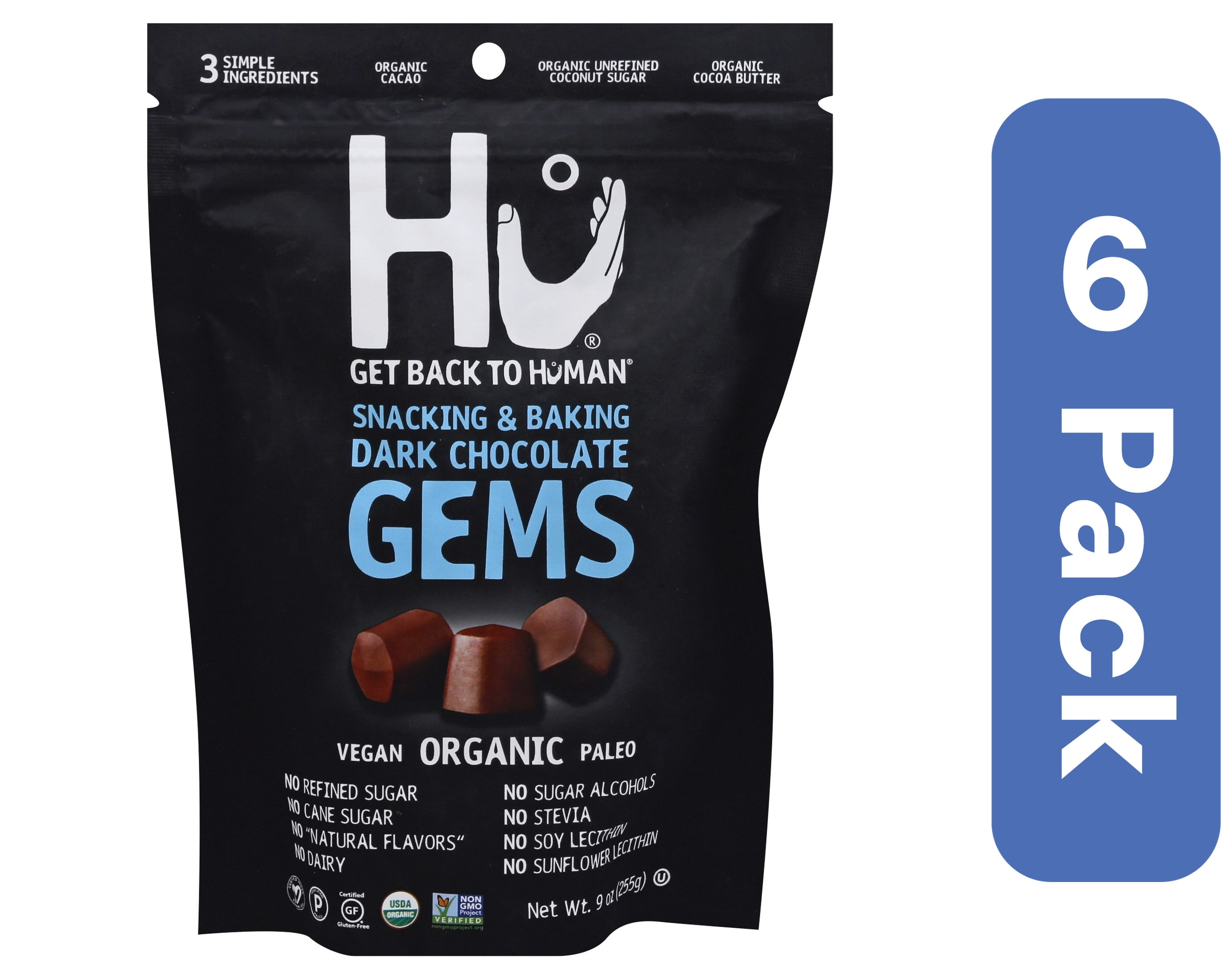 Hu Chocolate Dark Snack Gems 9 oz (Pack Of 6)
