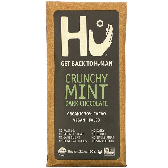 Hu, Crunchy Mint Dark Chocolate, 2.1 oz Pack of 4