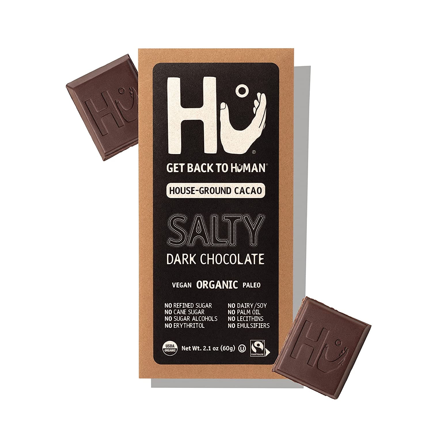 Hu Dark Chocolate Bars | Natural Organic Vegan Chocolate, Gluten Free, Paleo, Non GMO, Fair Trade Dark Chocolate 2.1oz