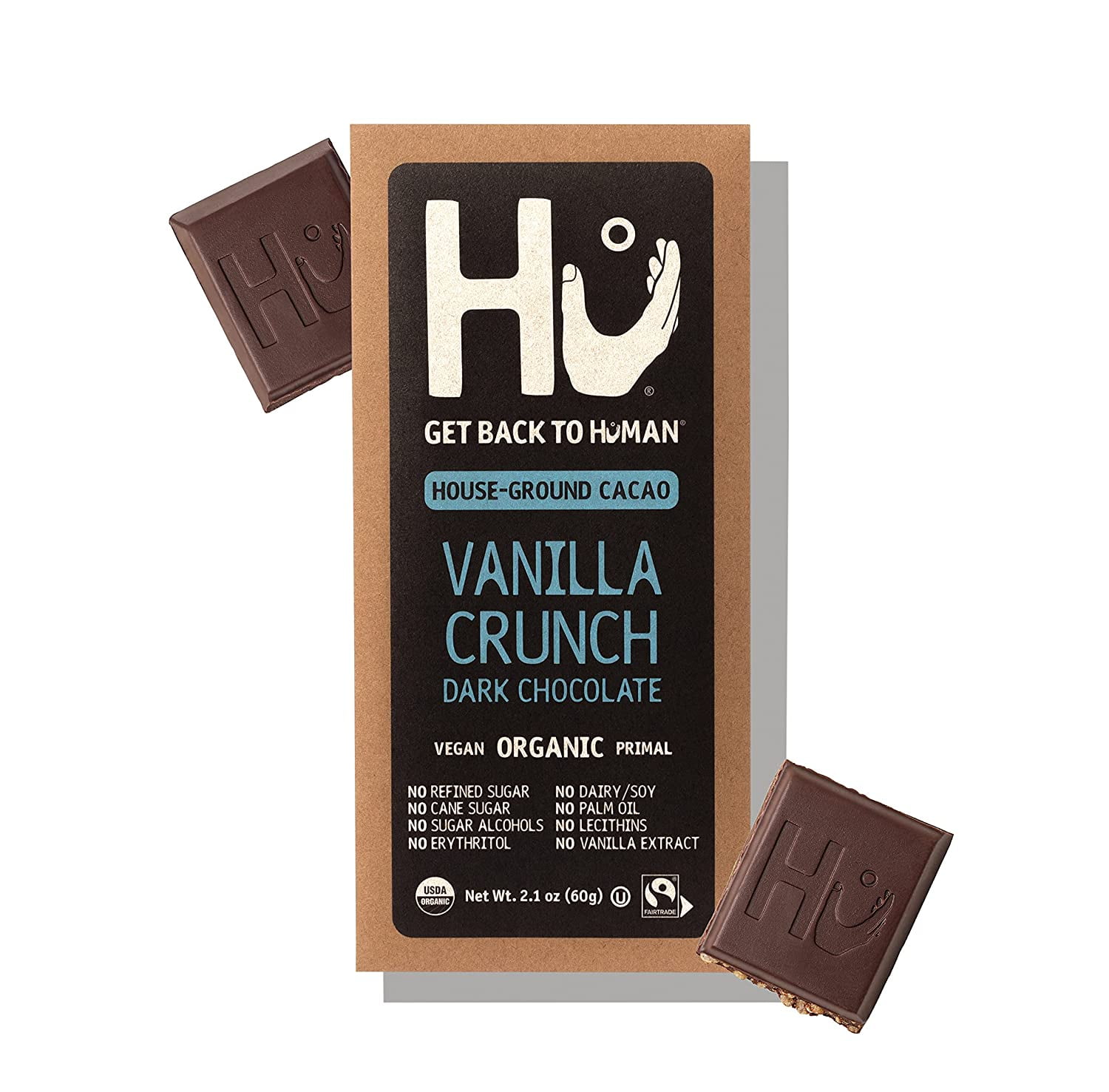 Hu Dark Chocolate Bars | Natural Organic Vegan Chocolate, Gluten Free, Paleo, Non GMO, Fair Trade Dark Chocolate (Vanilla Crunch, 4 pack)