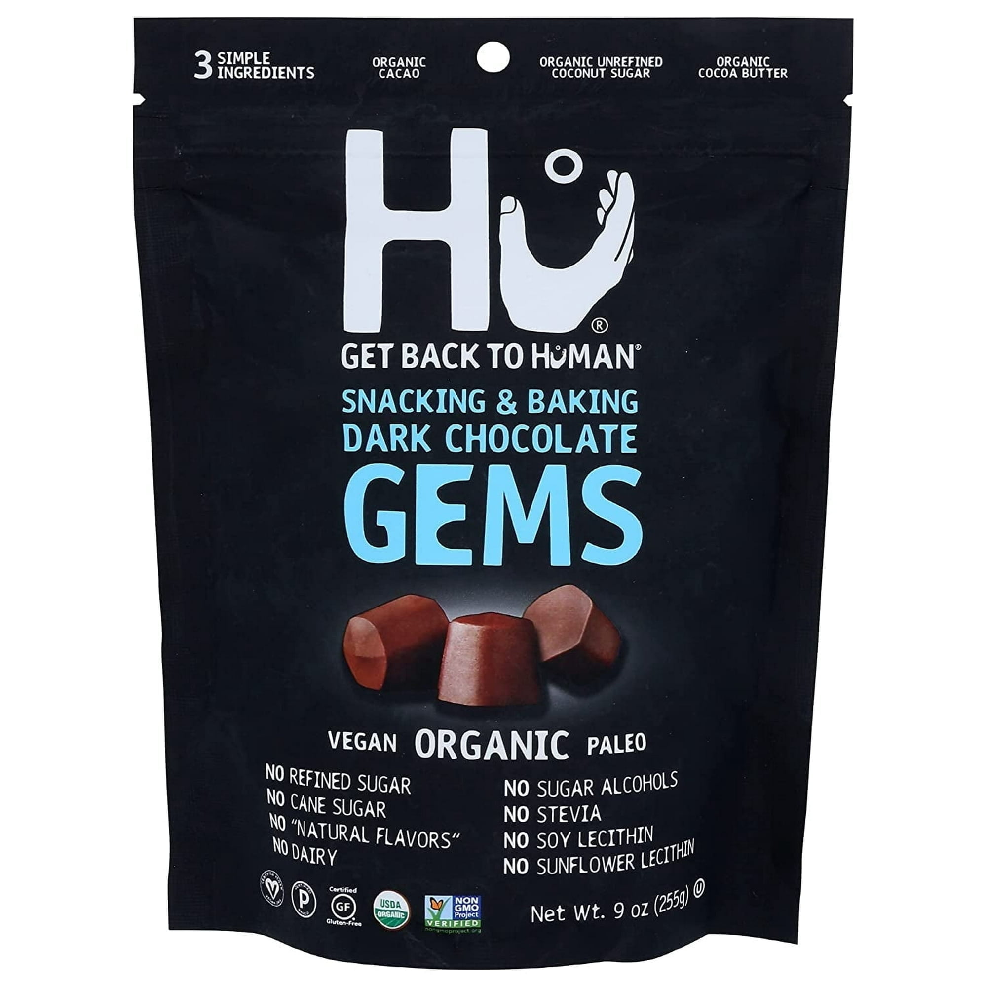 Hu, Gems, Snacking & Baking, Dark Chocolate, 9 oz Pack of 4