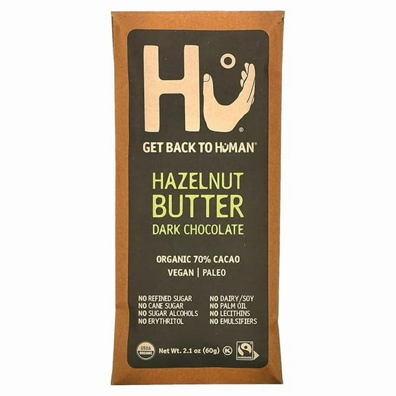 Hu Kitchen, Bar Chocolate Hazelnut Praline, 2.1 Ounce ( Pack of 2 )